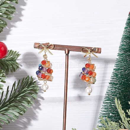 Серьги-подвески из нержавеющей стали с камнями разных цветов EJEW-TA00743-1