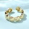 Brass Cuff Rings for Women, Real 18K Gold Plated, Shell Shape, 7mm