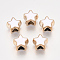 UV Plating Acrylic European Beads, with Enamel, Large Hole Beads, Star, Light Gold, White, 10.5x11.5x9mm, Hole: 4.5mm