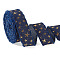 5 Yards Polyester 3D Star Gold Stamping Ribbon, Denim Cloth Ribbon, Clothes Accessories, Midnight Blue, 1- inch(25.5mm), about 5 Yards/Roll