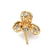 925 Sterling Silver Pave Clear Cubic Zirconia Flower Pendant Bails, for Half Drilled Beads, with 925 Stamp, Golden, 14x11.5x7.5mm, Hole: 6x2.5mm, Pin: 5x1mm