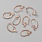 Brass Earring Hooks, Ear Wire, with Horizontal Loop, Rose Gold, 19.5x1mm, Hole: 1.5mm, Pin: 0.8mm
