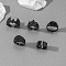 Alloy Rhinestone and Enamel Cuff Rings/Finger Rings Set, Black, Inner Diameter: 21mm