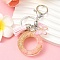 Resin & Acrylic & Faux Suede Tassel Keychain, with Alloy Clasp and Iron Rings, Letter O, 9.5cm
