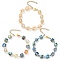 Electroplate Glass Beaded Stretch Bracelet Sets for Women, Golden, 7-1/8~7-1/2 inch(18~19cm)