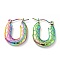 Ion Plating(IP) Rainbow Color 304 Stainless Steel Rectangle Chunky Hoop Earrings for Women, 22x17x3mm, Pin: 0.8mm