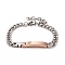 Crystal Rhinestone Rectangle & Cross Link Bracelet, Two Tone 201 Stainless Steel Jewelry for Men Women, 304 Stainless Steel Clasps  , Rose Gold & Stainless Steel Color, 7-5/8 inch(19.4cm)