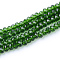 Transparent Glass Beads Strands, Faceted, Rondelle, Green, 3x2mm, Hole: 0.5mm, about 135~140pcs/strand, 32~34cm