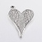 Non-Tarnish 304 Stainless Steel Pendants, Heart with Wing, Stainless Steel Color, 36x28x3.5mm, Hole: 2.5mm