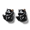 Resin Cabochons, Cat, Black, 23.5x20x9mm