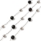 Natural Dyed & Heated Black Agate Round Beaded Chains, with 304 Stainless Steel Cable Chains, Soldered, with Spool, Stainless Steel Color, 2x0.8x0.1mm, 4mm, 3x2.5mm