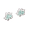 Alloy Enamel Connector Charms, Flower, Matte Silver Color, Light Sea Green, 14x16mm, Hole: 1.5mm