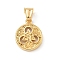 304 Stainless Steel Pendants,  Flat Round with Triquetra, Manual Polishing, Ion Plating(IP), Real 18K Gold Plated, 23x18.5x4mm, Hole: 5x7mm