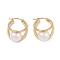 PVD Vacuum Plating 201 Stainless Steel Teardrop Hoop Earrings, with Plastic Imitation Pearl Beads, 304 Stainless Steel Pin, Golden, 29x15.5mm
