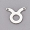 304 Stainless Steel Pendants, Twelve Constellations, Stainless Steel Color, 14x15.3x1mm, Hole: 1.4mm