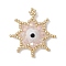 Glass Seed Beaded Star Pendants, with Handmade Evil Eye Lampwork Round Bead & Faceted Glass Beads, Pink, 31x30x7.5mm, Hole: 1.5mm