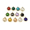 K5 Glass Pendants, Alloy Findings, UV Plated, Flat Round, Light Gold, 16x13.5x5.5mm, Hole: 1.8mm