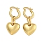 Rack Plating Heart Brass Hoop Earrings, Long-Lasting Plated, Cadmium Free & Lead Free, Real 18K Gold Plated, 43.5x18.5mm