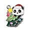 Alloy Enamel Pendants, Platinum, Christmas Series, Panda, Christmas Tree, 25x20x1mm, Hole: 2mm