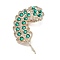 Leaf Alloy Pave Acrylic Rhinestone Brooch, Golden for Women, Green, 83x51x15mm