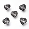 Glass Rhinestone Pendants, Back Plated, Faceted, Heart, Silver Night Shade, 8x8x4mm, Hole: 1mm