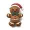 Christmas Theme Silicone Focal Beads, DIY Necklaces Making, Saddle Brown, Gingerbread Man, 30x21x13mm, Hole: 2mm