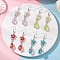 Flower with Teardrop Electroplate Glass Dangle Earrings, with 304 Stainless Steel Earring Hooks, Platinum, Mixed Color, 64.5x17.5mm