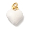 Brass Enamel Charms, with Jump Ring, Real 18K Gold Plated, Cadmium Free & Lead Free, Heart Charm, White, 11.5x9.5x4.5mm, Hole: 2mm