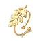 Ion Plating(IP) 304 Stainless Steel Leaf Open Cuff Rings for Women, Golden, 12x20.5mm