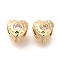 Brass Micro Pave Cubic Zirconia, Heart, Square, Beads, Golden, 4.5x5x4mm, Hole: 1.8mm