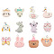 42Pcs 12 Styles Opaque Resin Pendants, Animals Charms with Platinum Tone Iron Loops, Owl & Koala & Rabbit, Mixed Shapes, 15~27x15.5~21.5x5.5~8mm, Hole: 2~2.2mm