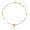 Christmas Zinc Alloy Enamel Pendant Necklaces, Golden, White, Santa Claus, 15.75 inch(40cm), pendant: 17mm