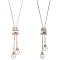 2Pcs 2 Color Plastic Imitation Pearl Pendant Lariat Necklace with Crystal Rhinestone, Alloy Jewelry for Women, Platinum & Golden, 35.04 inch(89cm), 1Pc/color