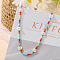Bohemian Daisy Flower Glass Seed Beaded Necklaces with Alloy End Chains, Colorful, 15.75 inch(40cm)