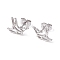 Non-Tarnish Swallow Shape 304 Stainless Steel Stud Earrings for Women, Stainless Steel Color, 11x13mm, Pin: 0.7mm