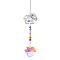 Faceted Heart Glass Suncatchers, Chakra Theme Hanging Ornaments, Rainbow Maker, for Garden & Home Decoration, Elephant, 350mm