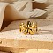 304 Stainless Steel Open Cuff Rings for Women, Real 18K Gold Plated, Flower, 15mm