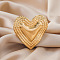 Exaggerated French Alloy Finger Rings for Women, Heart, Light Gold, Inner Diameter: 17mm