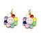 Brass Enamel Charms, Real 18K Gold Plated, Long-Lasting Plated, Flower, Colorful, 14.5x13x1.5mm, Hole: 3mm