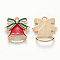 Alloy Enamel Pendants, for Christmas, Jingle Bell, Light Gold, Red, 16x14.5x3mm, Hole: 1.6mm