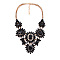 Alloy Glass Flower Statement Bib Necklaces for Women, Light Gold, Black, 19.69 inch(50cm)