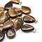 Teardrop Natural Tiger Eye Pendants, with Platinum Tone Brass Findings, 25~29x16~17x5~6mm, Hole: 2x7mm