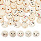 60Pcs 6 Styles Unfinished Natural Wood Printed Beads, Round with Smiling Face, Floral White, 20x17.5mm, Hole: 4.5mm, 10pcs/style