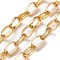 Oxidation Aluminum Cable Chains, Oval Link Chains, Unwelded, with Spool, Golden, 16x10.5x3~3.5mm, about 65.62 Feet(20m)/Roll