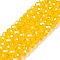 Electroplate Glass Beads Strands, Pearl Luster Plated, Faceted, Rondelle, Orange, 4x3mm, Hole: 0.4mm, about 105~110pcs/strand, 38~39cm