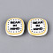 Printed Opaque Resin Beads, Square with Word, Bear in Mind, 20~20.5x20~20.5x6mm, Hole: 1.2~1.4mm