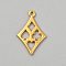Alloy Pendants, Rhombus, Golden, 27.5x17.5x2mm, Hole: 1.6mm