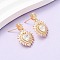 Heart Brass Micro Pave Clear Cubic Zirconia Dangle Stud Earrings, Real 18K Gold Plated, 26x16mm