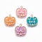 Alloy Enamel Pendants, Pumpkin Jack-O'-Lantern, Light Gold, Mixed Color, 20x18.7x2.5mm, Hole: 1.6mm