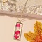 Rectangle with Inner Flower Resin Pendant Iron Cable Chain Necklaces for Women, Golden, Cerise, 17.72 inch(45cm)